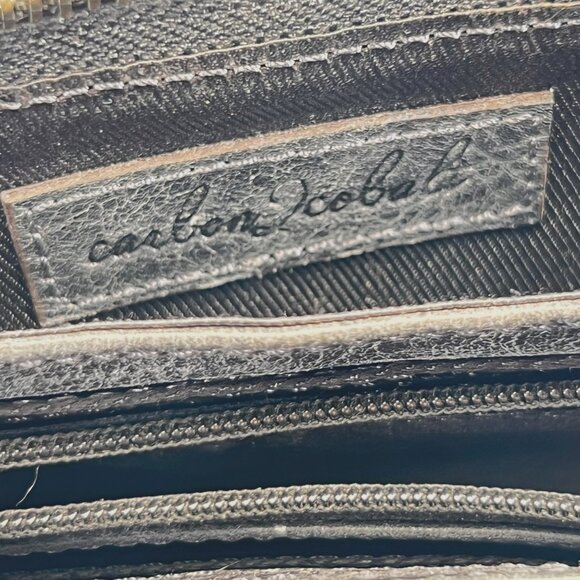 Carbon 2 Cobalt Black Leather Crossbody Purse Adjustable Strap Zipper Closure - Picture 3 of 10